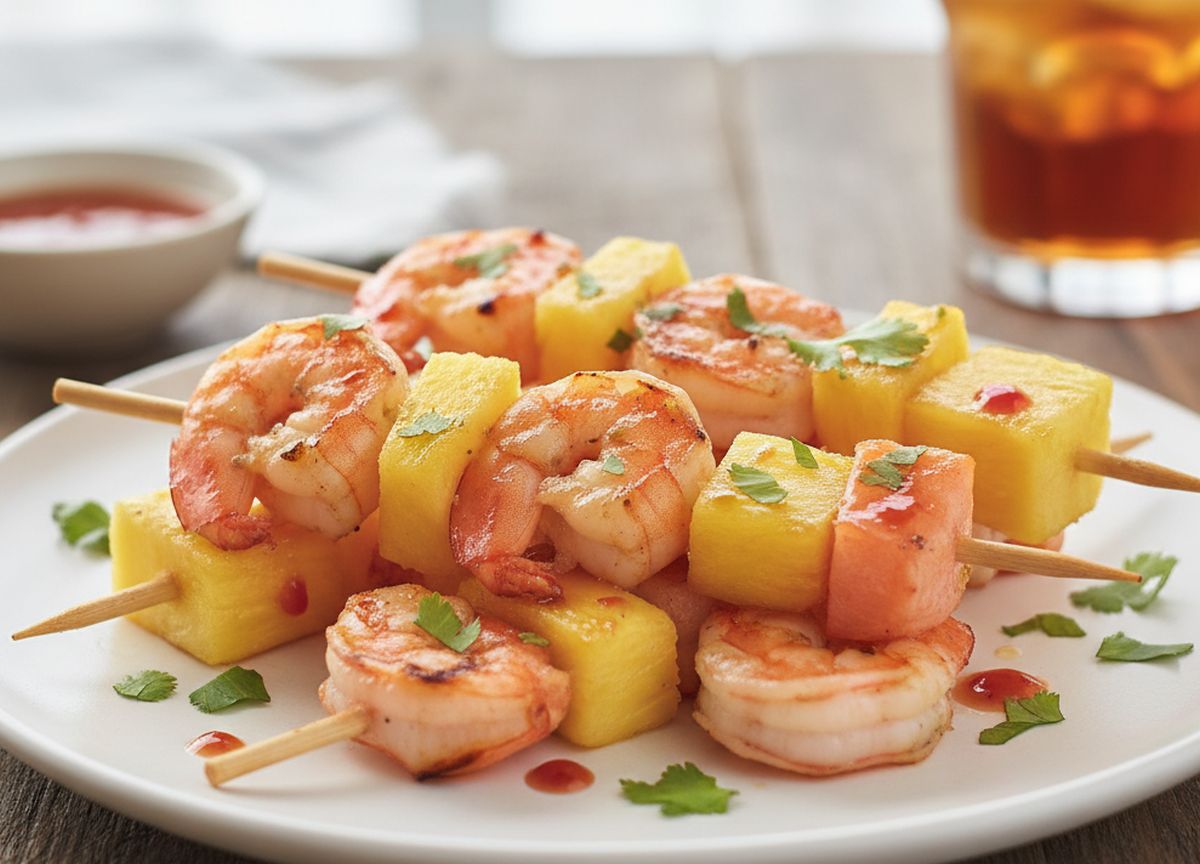 Mini brochettes crevettes ananas recette facile pour apéritif exotique