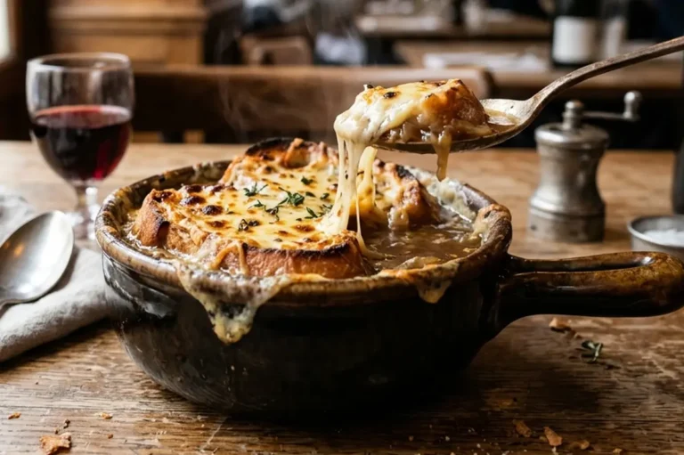 Recette de soupe à l'oignon à l'ancienne : gratinée croustillante et fondante